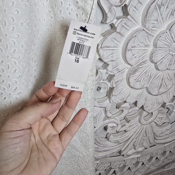 Polo Ralph Lauren Girls' Eyelet Ruffle Gingham Cotton Madras Dress Size 16 - Picture 5 of 8